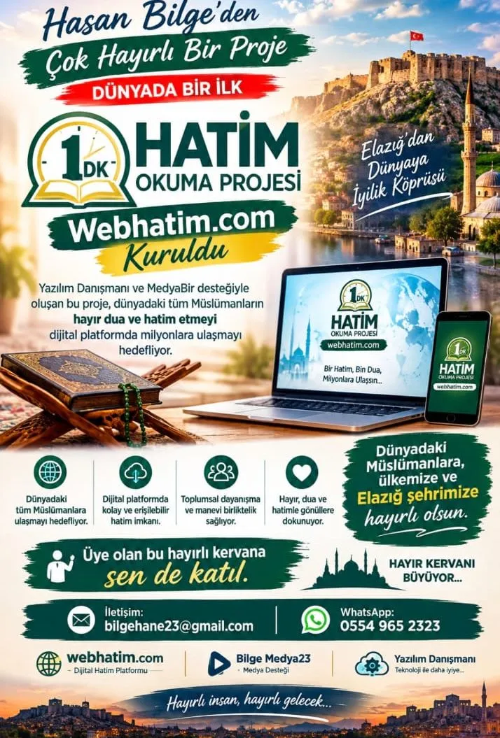 Manşet: BİLGEHANE ORGANİZASYON VE MEDYABİR İŞ BİRLİĞİNDEN DÜNYAYA AÇILAN ANLAMLI PROJE: BİR DAKİKADA HATİM VE DİJİTAL KABİR ZİYARETİ